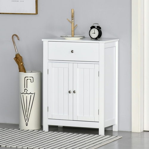 kleankin Bathroom Floor Storage Cabinet Freestanding Wooden Storage