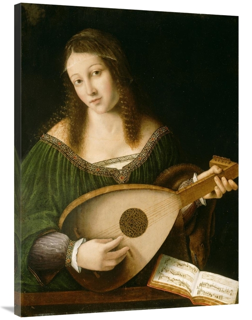 Global Gallery GCS-455049-3040-142 30 x 40 in. Lady Playing a Lute Art