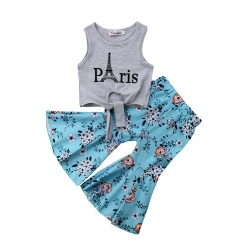Newborn Kid Baby Girls Vest Tops T shirt+Wide Leg