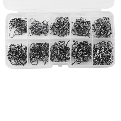 Fishing 500pcs 10 Sizes 3#-12# 1-1.8cm Black