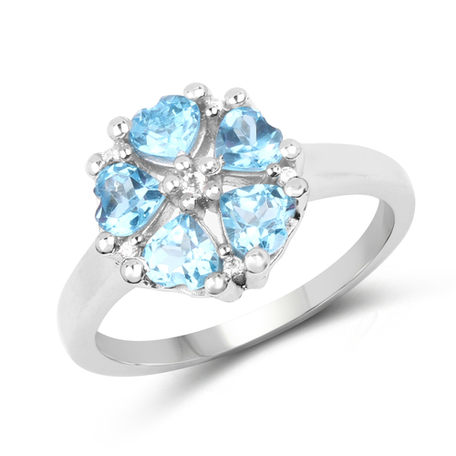 1.45 Carat Genuine Swiss Blue Topaz & White Topaz .925 Sterling Silver