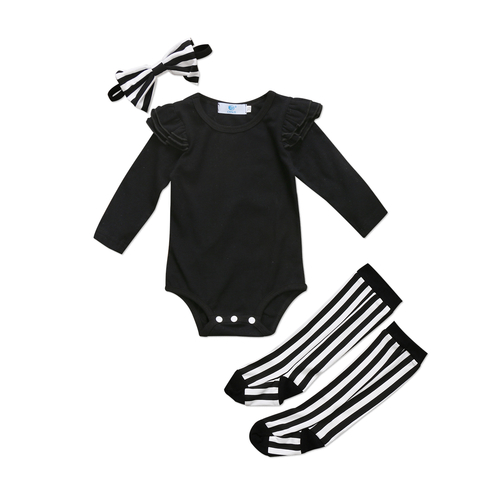 Cool Black Striped Newborn Infant Baby Girl