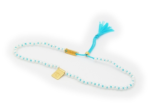 Fronay 552108T Evil Eye & Grace Plaque Turquoise Cord bracelet in Verm