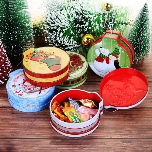 1PC Christmas Candy Box Embossing Tinplate Empty