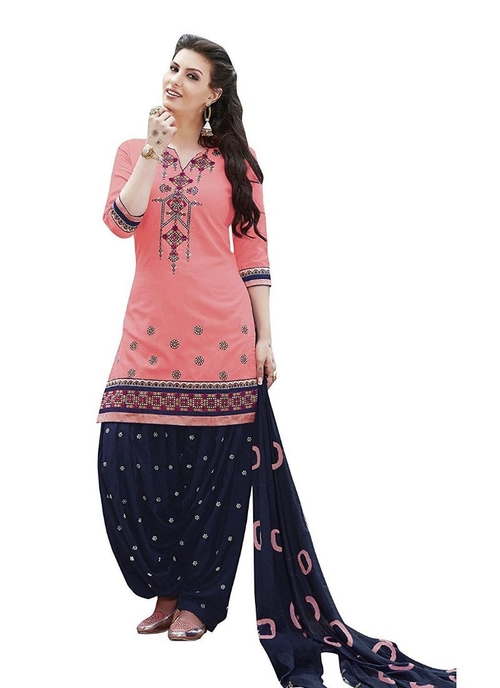 Generic Women's Cotton Salwar Material (Peach,