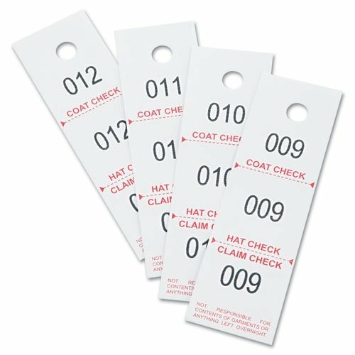 Main Safco 4249NC Three-Part Coat Room Checks- Paper- 1 1/2 x 5- White- 500 image