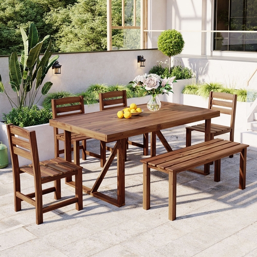 High-quality Acacia Wood Outdoor Table and Chair Set, Suitable for