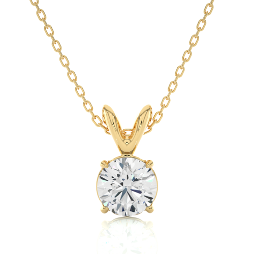 Yellow Gold Moissanite Round Shape Pendant – OF0002