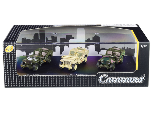1/4 Ton Military Vehicles Set of 3 pieces in Display Showcase 1/72