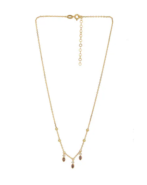 Women Gold-Plated American Diamond-Studded Necklace