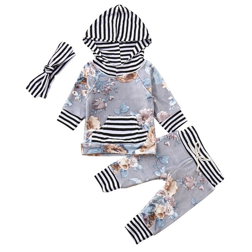 3pcs Infant Baby Girls Clothes Set Long Sleeve