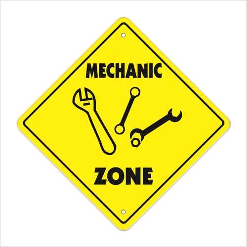 SignMission X-MECHANIC 12 x 12 in. Zone Xing Crossing Sign - Mechanic