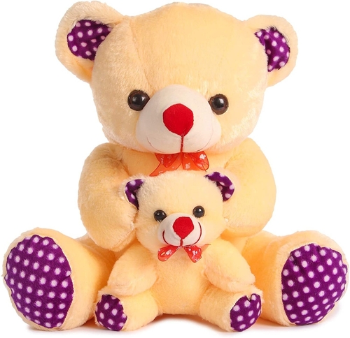 1.5 Feet Mother And Baby Teddy Bear Cream Colour