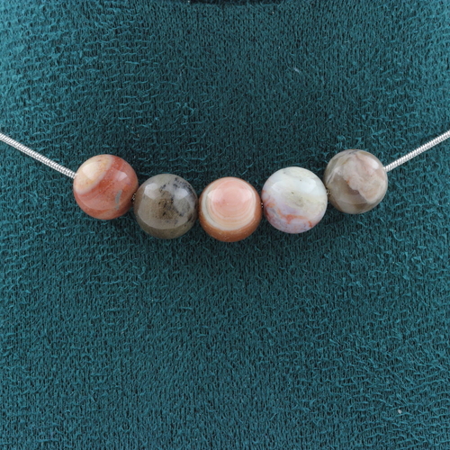 Petrified wood 5 beads 8 mm necklace.