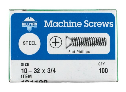 Hillman 101100 10-32 x 0.75 in. Flat Head Phillips Machine Screw