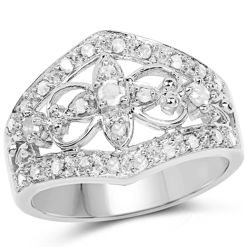 0.51 Carat Genuine White Diamond .925 Sterling Silver Ring
