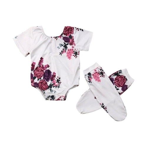 Cute Newborn Baby Girls Floral Sets Summer Clothes