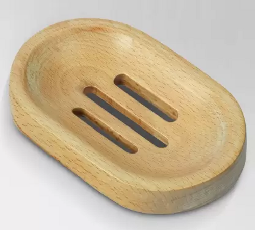 PU Coated Steam Beech Wooden Made Soap Dish