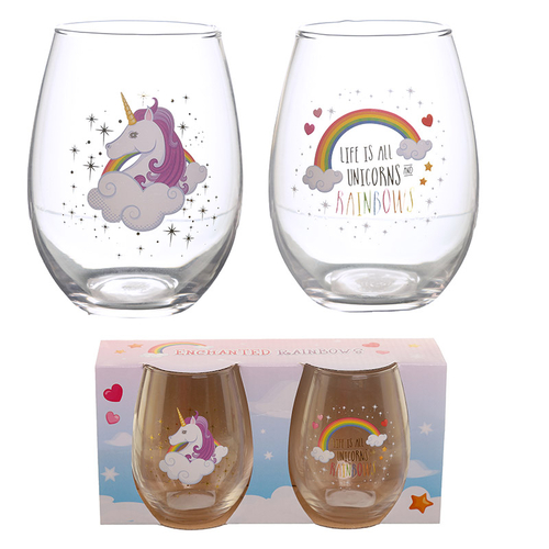 Fun Enchanted Unicorn Metallic Glass Tumbler Set of 2