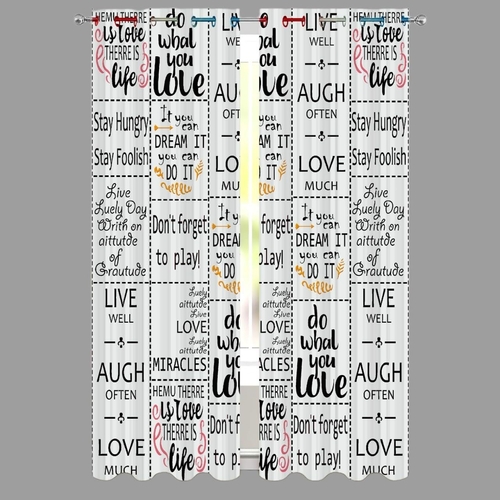 Typography Digital Printed Polyester Fabric Curtains for Living Room