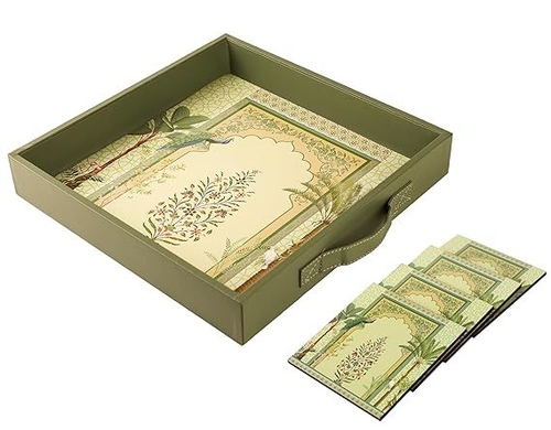 Wooden Tray for Serving-Free 4 Coasters-10 InchX15 Inch-Serving