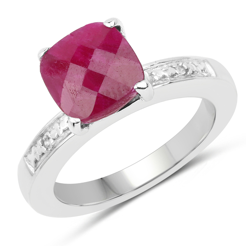 3.70 Carat Dyed Ruby and White Topaz .925 Sterling Silver Ring