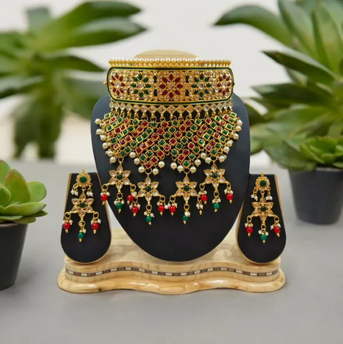 Multicolor Premium Kundan Aad With Earrings For Women