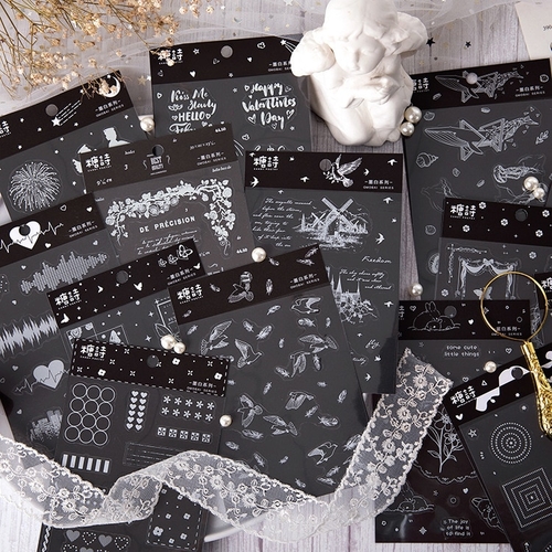 1 SHEET Flower Poetry White Sticker Marker