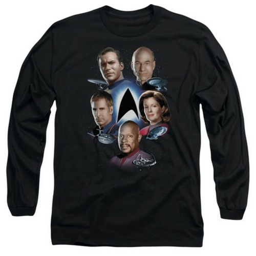 Trevco Star Trek-Starfleets Finest - Long Sleeve Adult 18-1 Tee - Blac