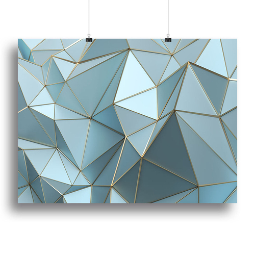 Blue and Gold Triangulated Surface Canvas Print or Poster