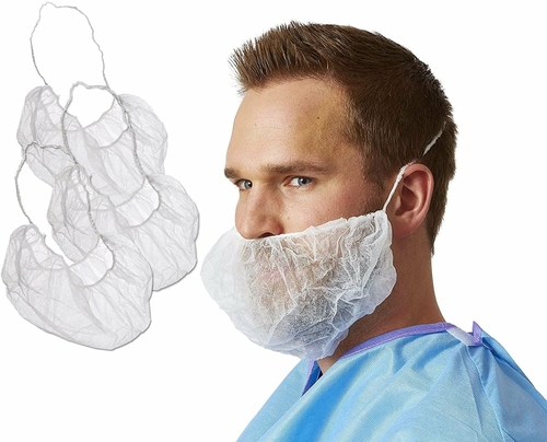 White Beard Covers 19 x 9 inch. Pack of 1000 Disposable Beard Nets.