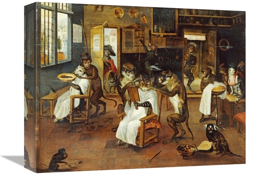 Global Gallery GCS-266662-16-142 16 in. A Singerie - Monkey Barbers Se