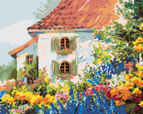 Paint by Numbers - HOUSE IN A FLOWER GARDEN