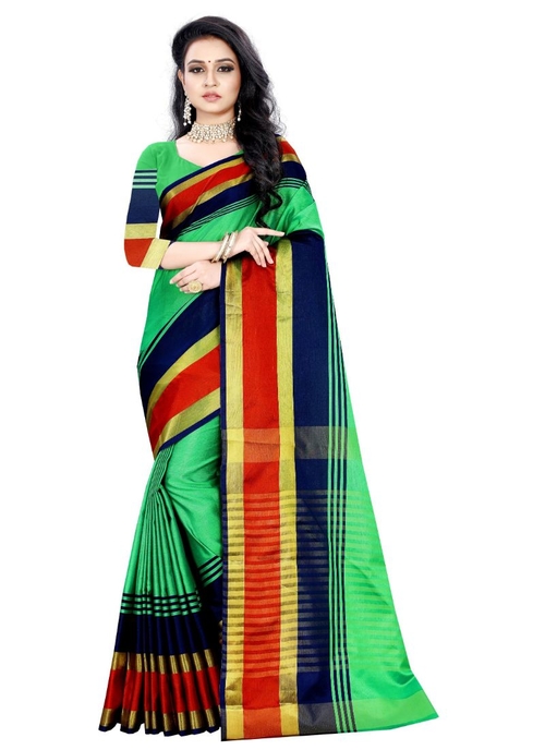 Generic Women's Cotton silk Saree (Multi Color ,