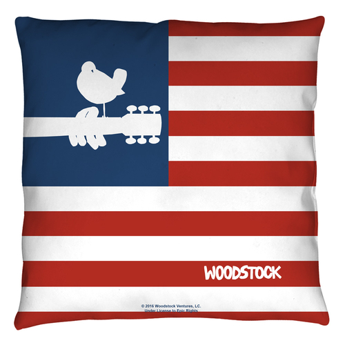 Trevco WOOD116-PLO3-14x14 14 x 14 in. Woodstock & Flag Throw Pillow&#4