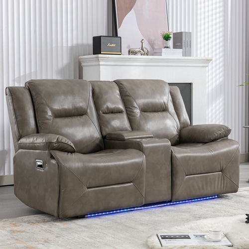 2 Seater Home Theater Recliner Manual Recliner Chair with a LED Light