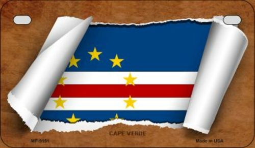 Smart Blonde MP-9151 7 x 4 in. Cape Verde Flag Scroll Novelty Metal Mo
