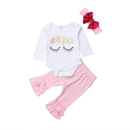 Lovely Newborn Baby Girls Cotton Outfits Long