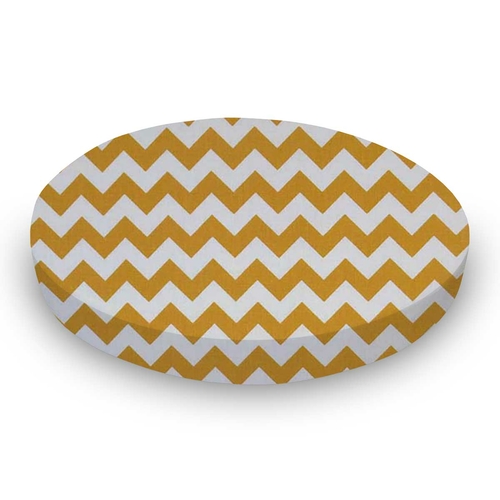 SheetWorld Fitted Round Crib Sheet - 100% Cotton Woven - Gold Chevron