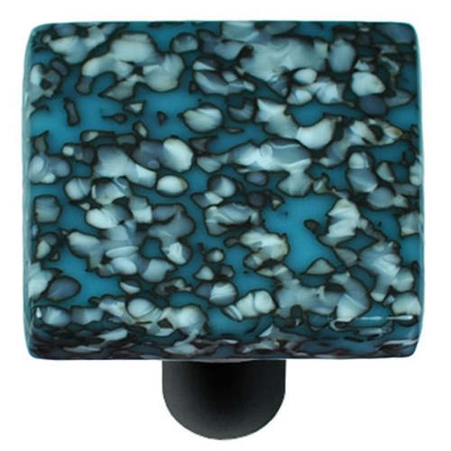 Hot Knobs HK8055-KB Granite Turquoise Blue & French Vanilla Square Gla