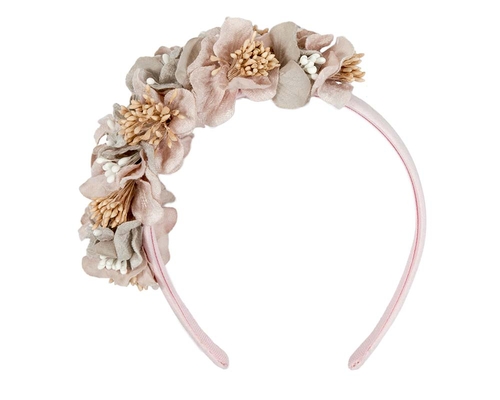 Silver & pink  flower headband racing fascinator