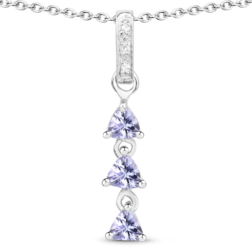 0.71 Carat Genuine Tanzanite and White Topaz .925 Sterling Silver