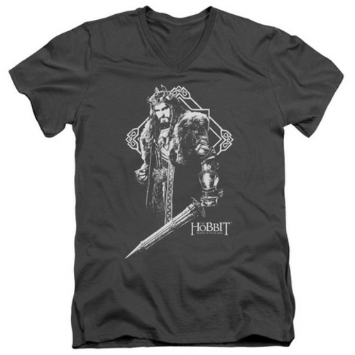 Trevco Hobbit-King Thorin Short Sleeve Adult V-Neck 30-1 Tee, Char