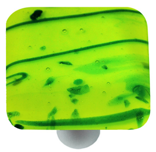 Hot Knobs HK3112-KA Mardi Gras Green with Spring Green Square Glass Ca
