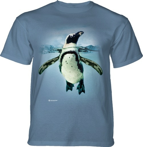 The Mountain 1565371 Blue Swimming Penguin Youth Classic Tee - Medium