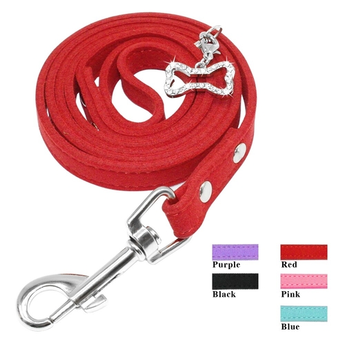 Soft Suede Leather Dog Leash Puppy Cat Walking