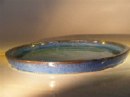 Blue Ceramic Humidity/Drip Bonsai Tray - Round 8.0" x 1.0" OD / 7.5" X