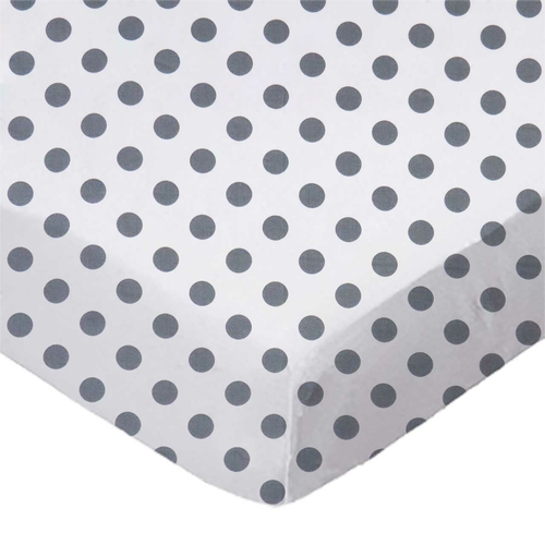 SheetWorld Fitted Cradle Sheet - 100% Cotton Woven - Grey Polka Dots,