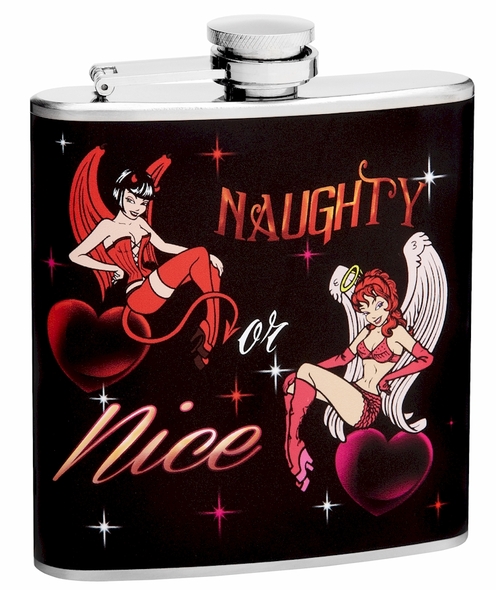 6oz Naughty or Nice Pin-Up Girl Flask