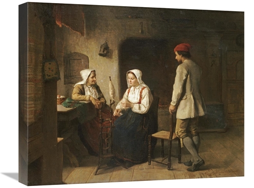 Global Gallery GCS-268078-22-142 22 in. A Peasant Woman Spinning in an